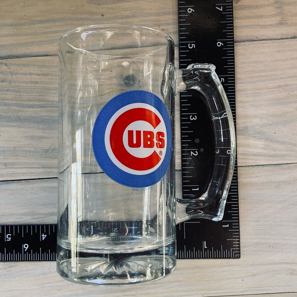 Chicago Cubs MLB Baseball Clear Glass Mug Stein with Emblem 12 oz - Picture 9 of 10